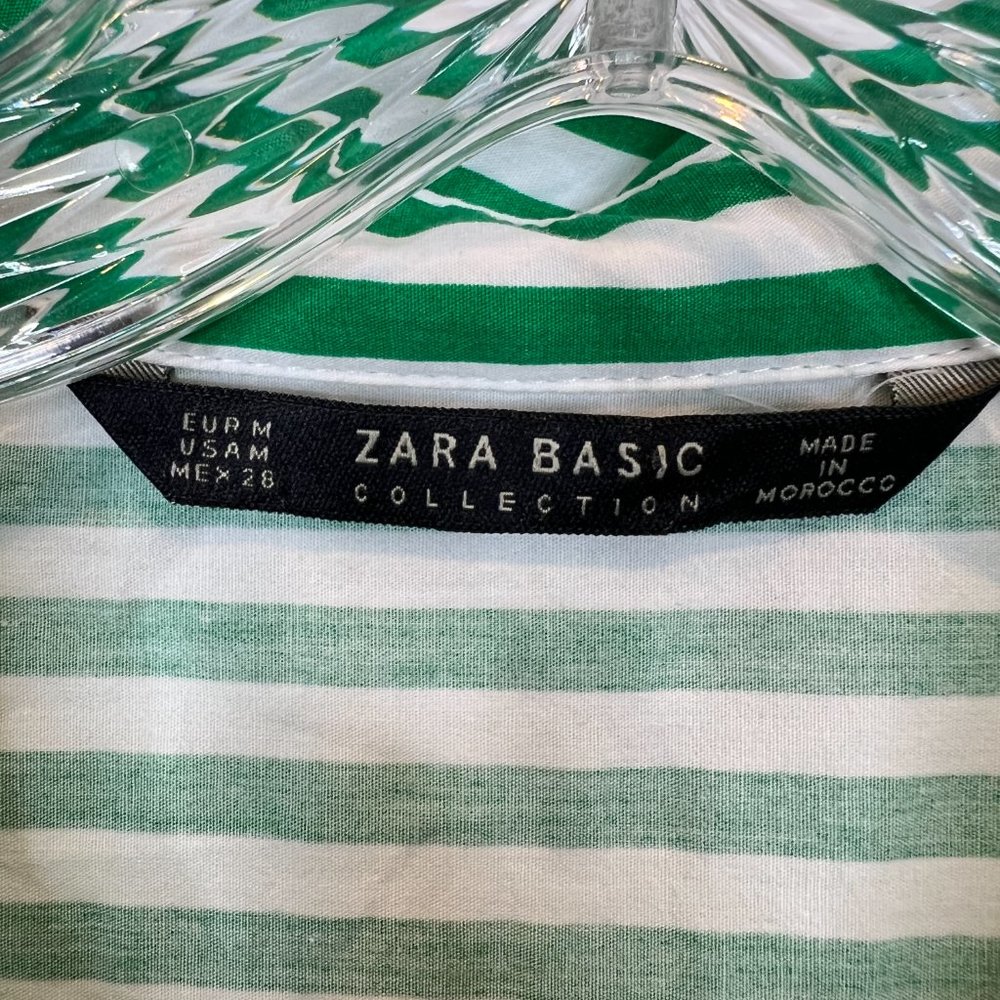 Zara Basic Collection Medium Oversized Green Whit… - image 6